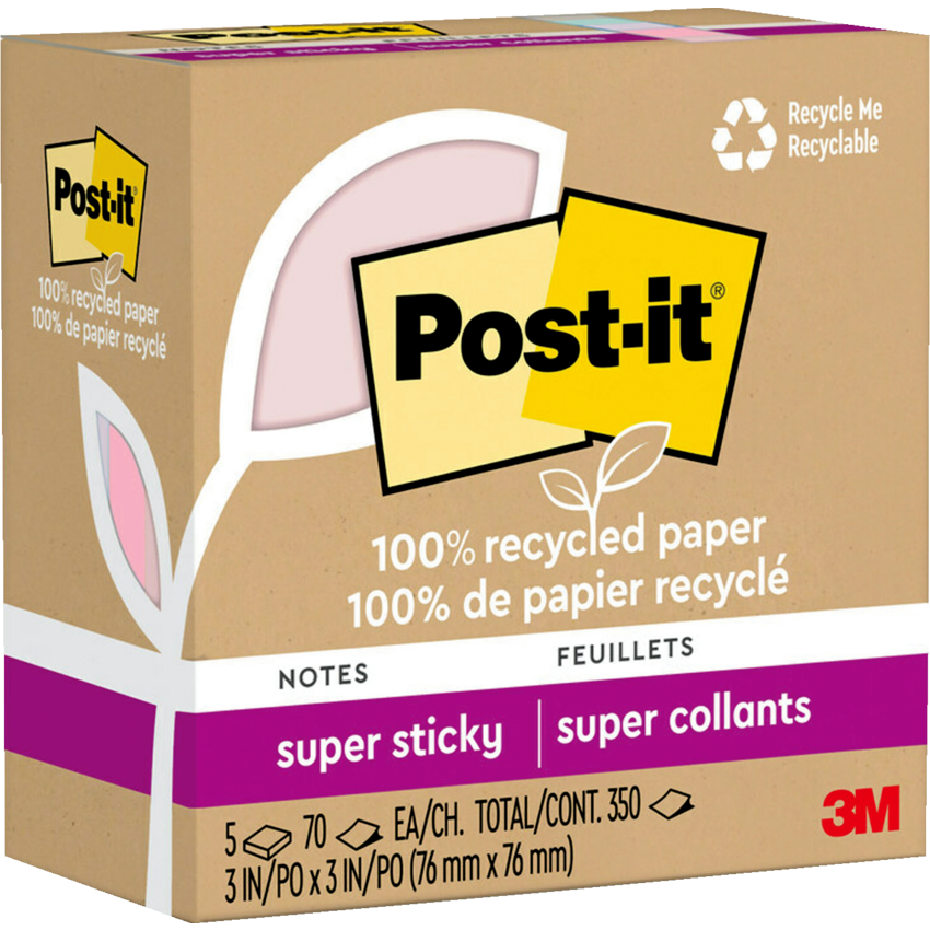 Post-it® Super Sticky Notes 3" x 3" 70 sheets per pad Assorted Wanderlust Pastel Colours 5 pads/pkg