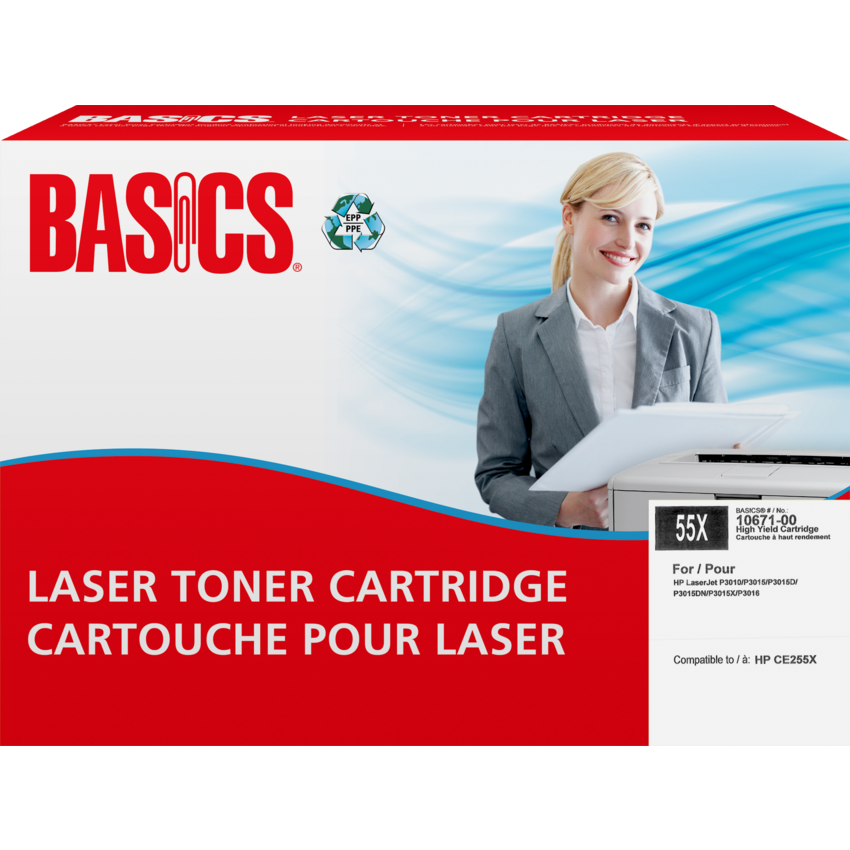 Basics® Remanufactured Laser Cartridge High Yield (HP 55X) Black