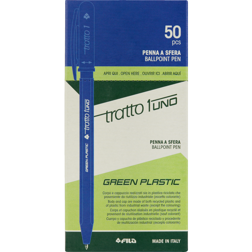 Dixon® Tratto 1 Uno Green Plastic Retractable Ball Point Pens Medium Blue 50/box