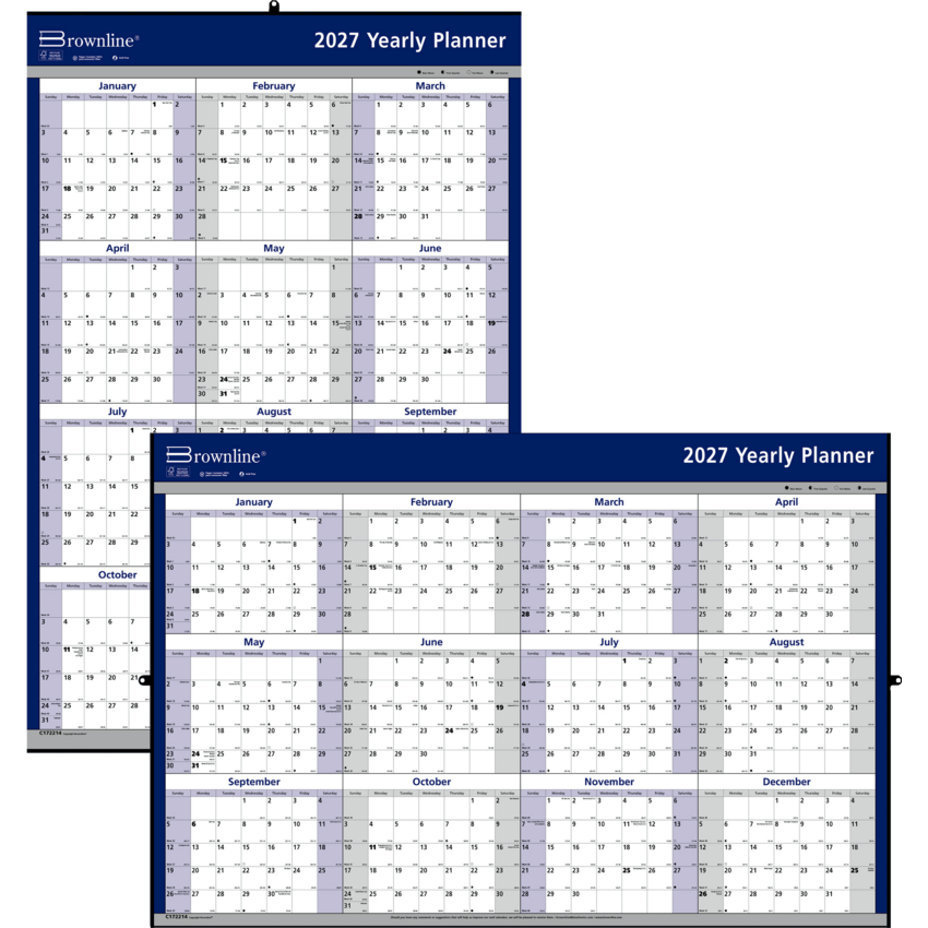 Brownline® Yearly Wall Calendar 24" x 36" English