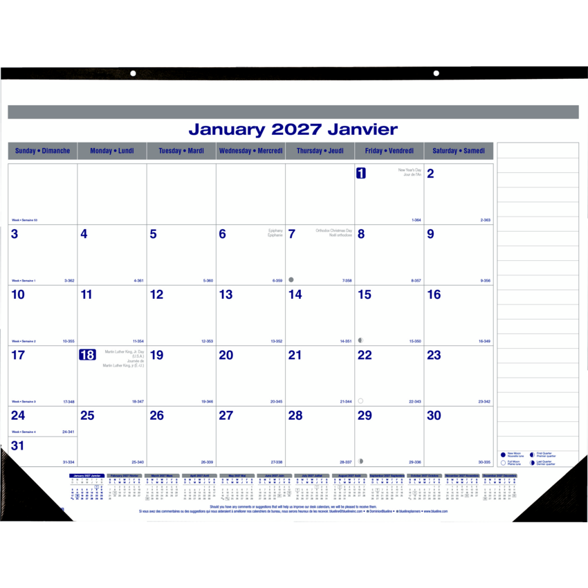 Blueline® Net Zero Carbon™ Monthly Desk Pad 22" x 17" Bilingual