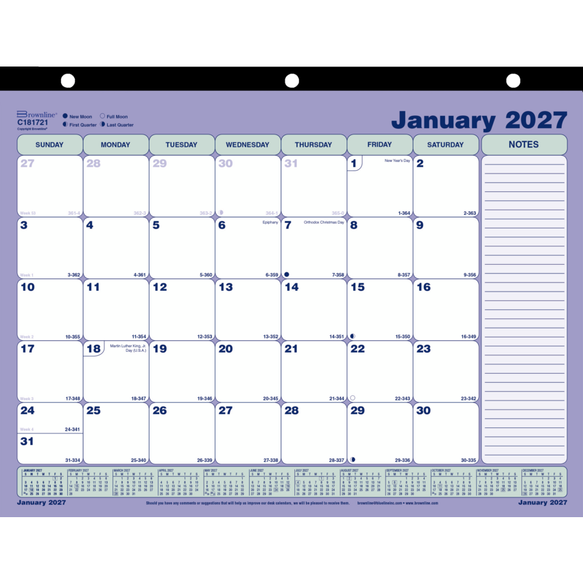 Brownline® Monthly Desk/Wall Calendar 11" x 8-1/2" English