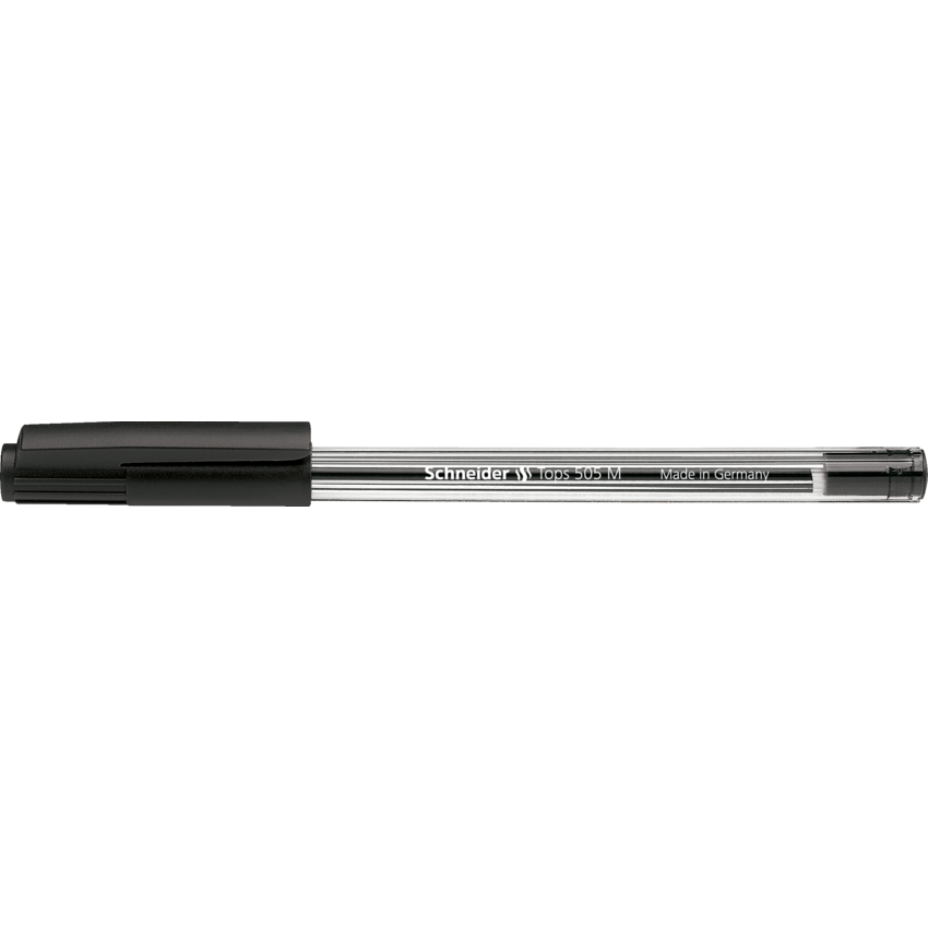 Schneider Tops 505 Ball Point Stick Pens Medium Black 10/box