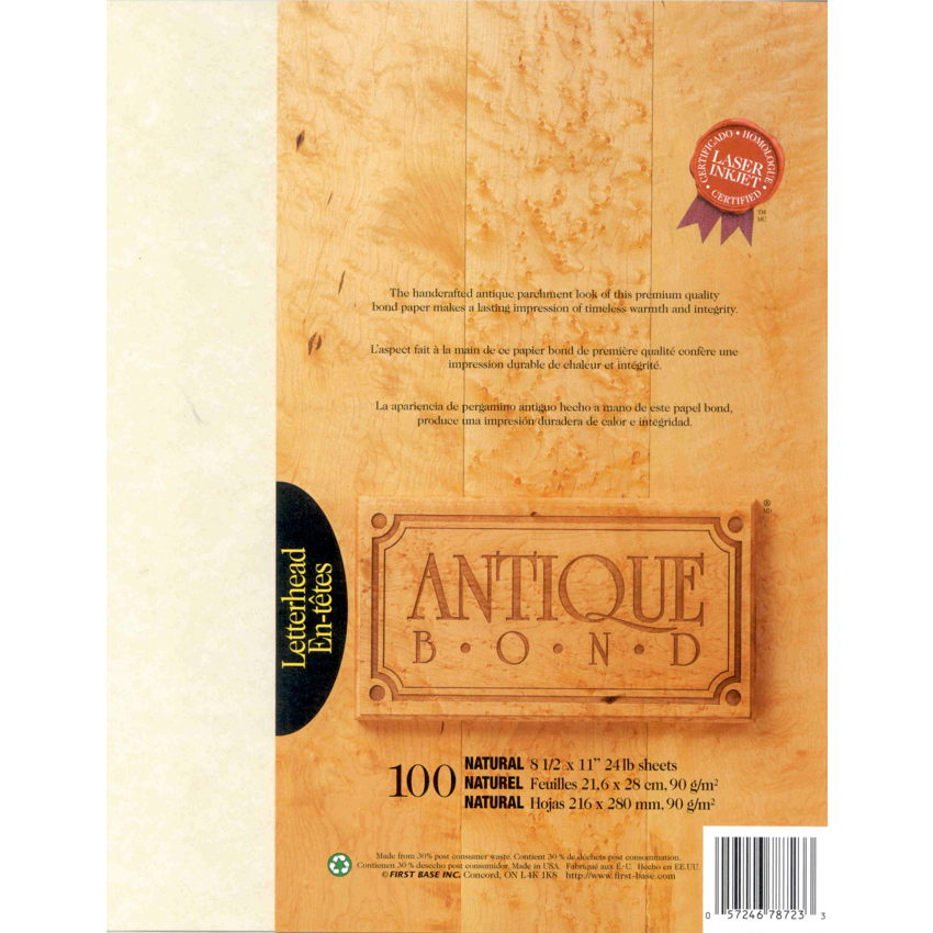 St. James® Antique Bond™ Paper Letter Natural 100/pkg