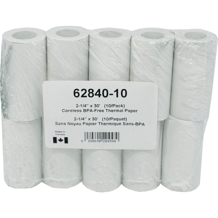 Custom Paper Thermal POS Rolls 2-1/4" x 30' 10/pkg