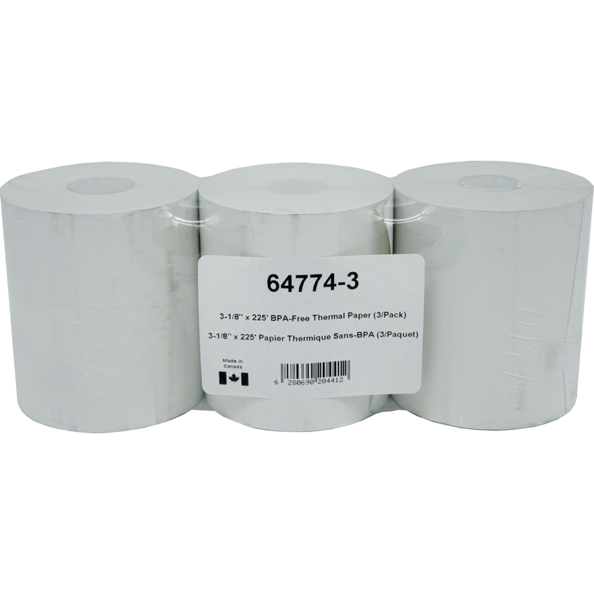 Custom Paper Thermal POS Rolls 3-1/8" x 225' 3/pkg