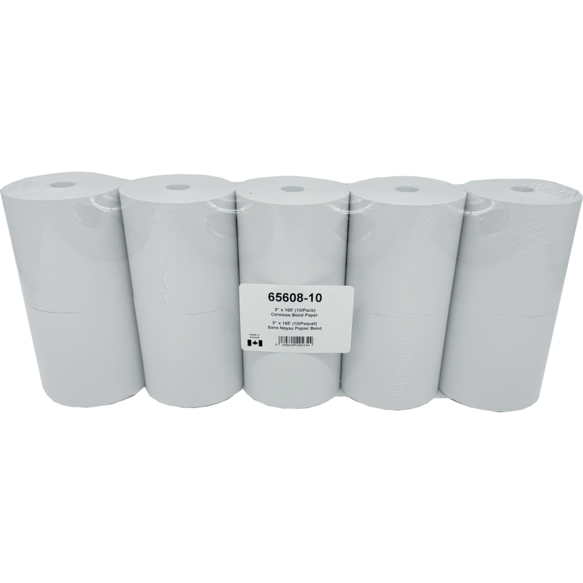 Custom Paper Bond POS Rolls 3" x 165' 10/pkg