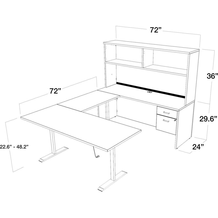 Offices to Go® Newland™ U-Shaped Suite with Height Adjustable Desk 72"W x 96"D x 65-3/5"H Noce Grigio finish