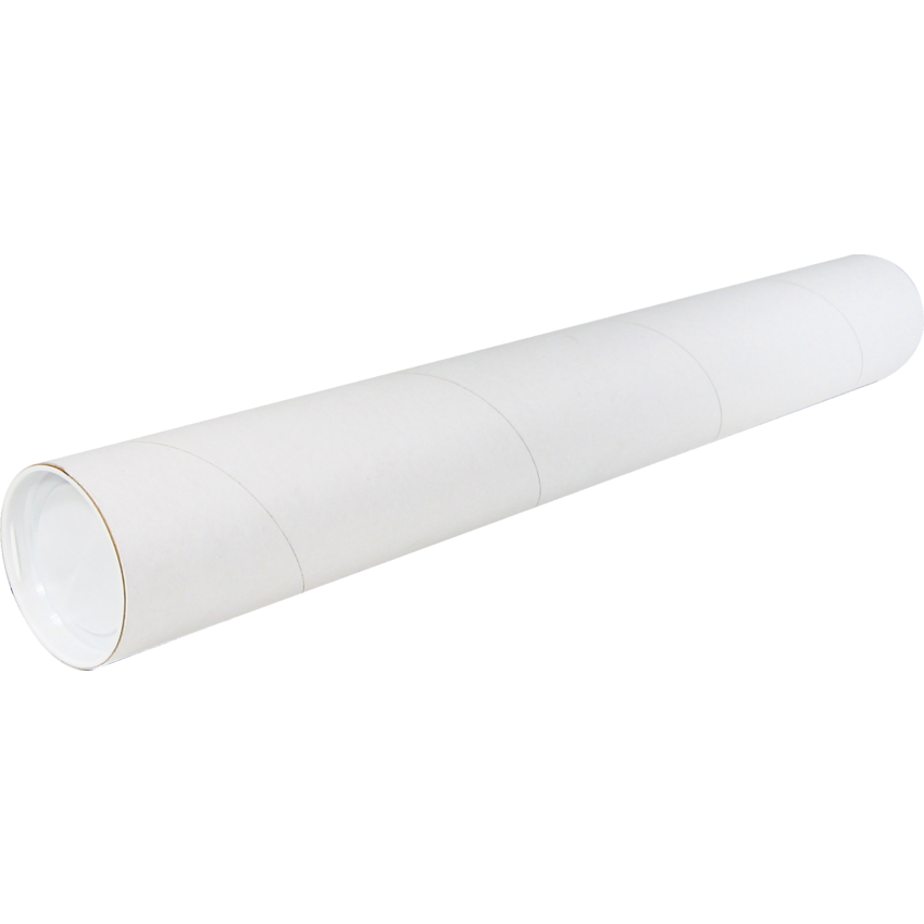 Mailing Tube with End Cap 24" x 2" White