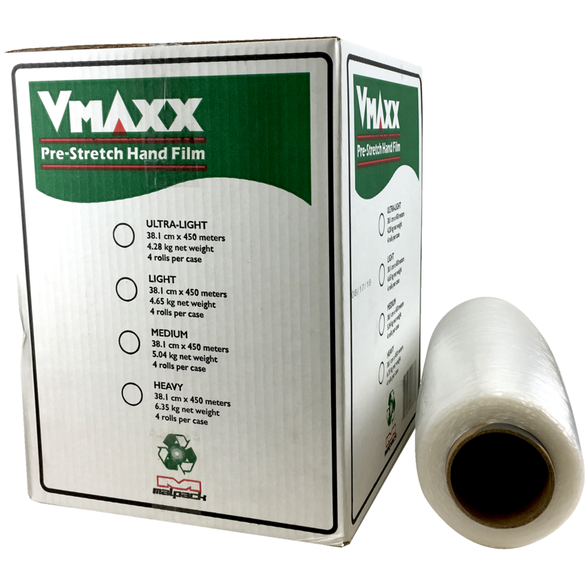 VMAXX PreStretch Medium Weight Hand Wrap 15" x 1476' 4 rolls/case