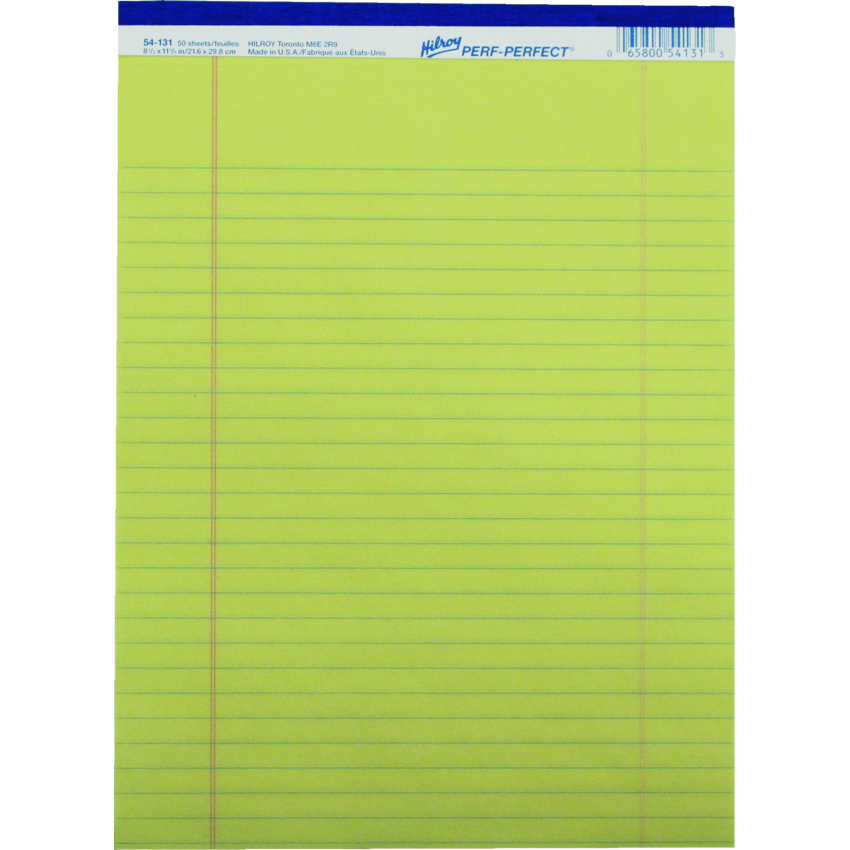 Hilroy Perf-Perfect® Perforated Pad Ruled 8-1/2" x 11-3/4" 50 Sheets