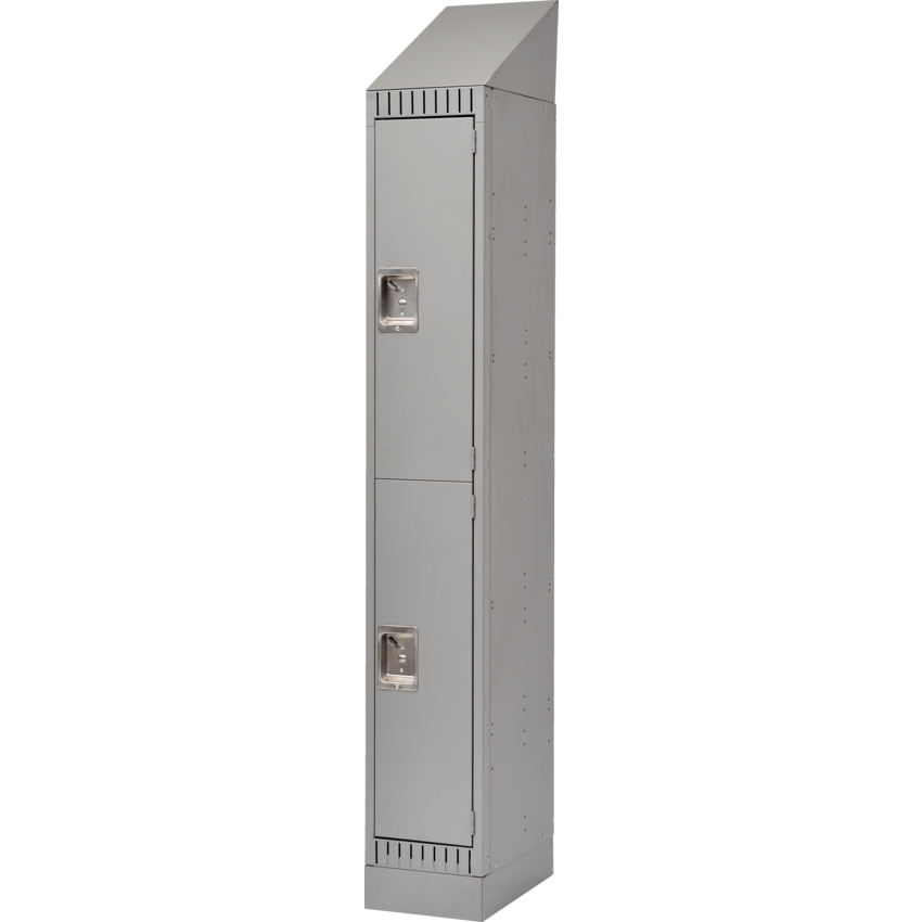 Kleton®  RTA Steel Locker Double w/Slope Top & Recessed Base Bank of 1 Grey
