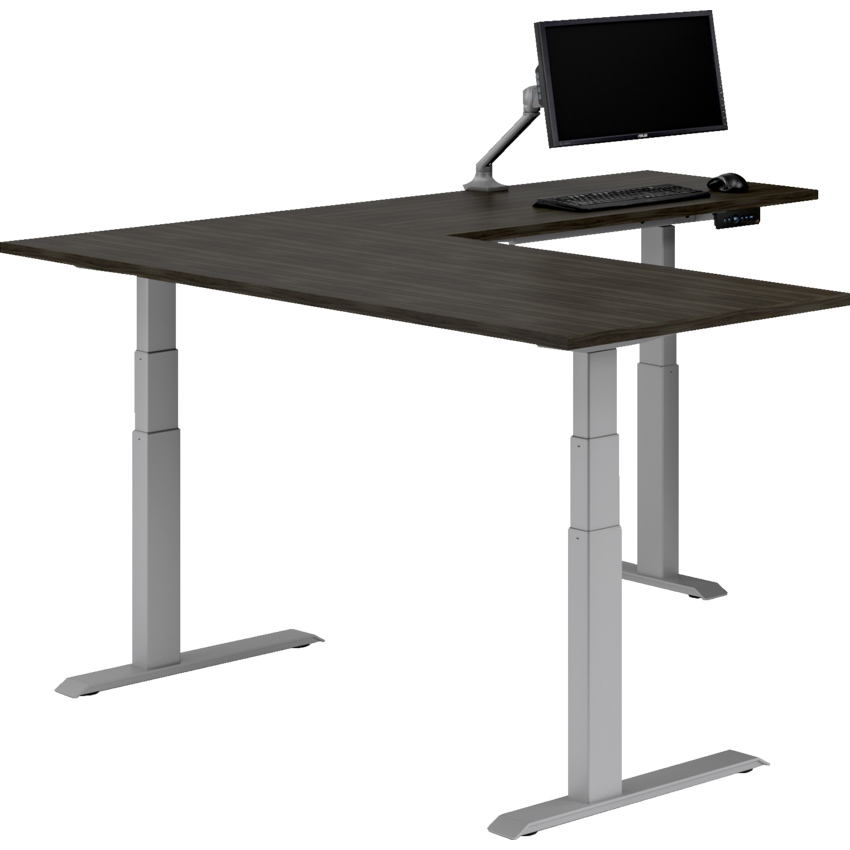Heartwood Calypso Series Electric Height Adjustable Tables 71”W x 65"D x 24-2/5"H Grey Dusk finish