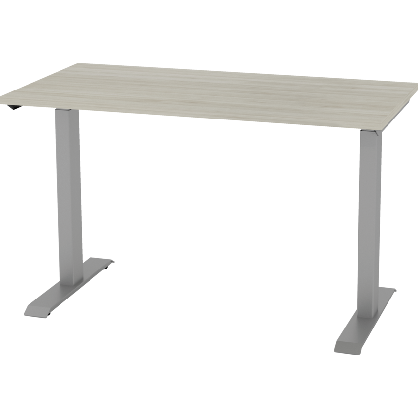 Heartwood Cleo Series Electric Height Adjustable Table 48”W x 24"D x 22"H Winter Wood finish with Silver base