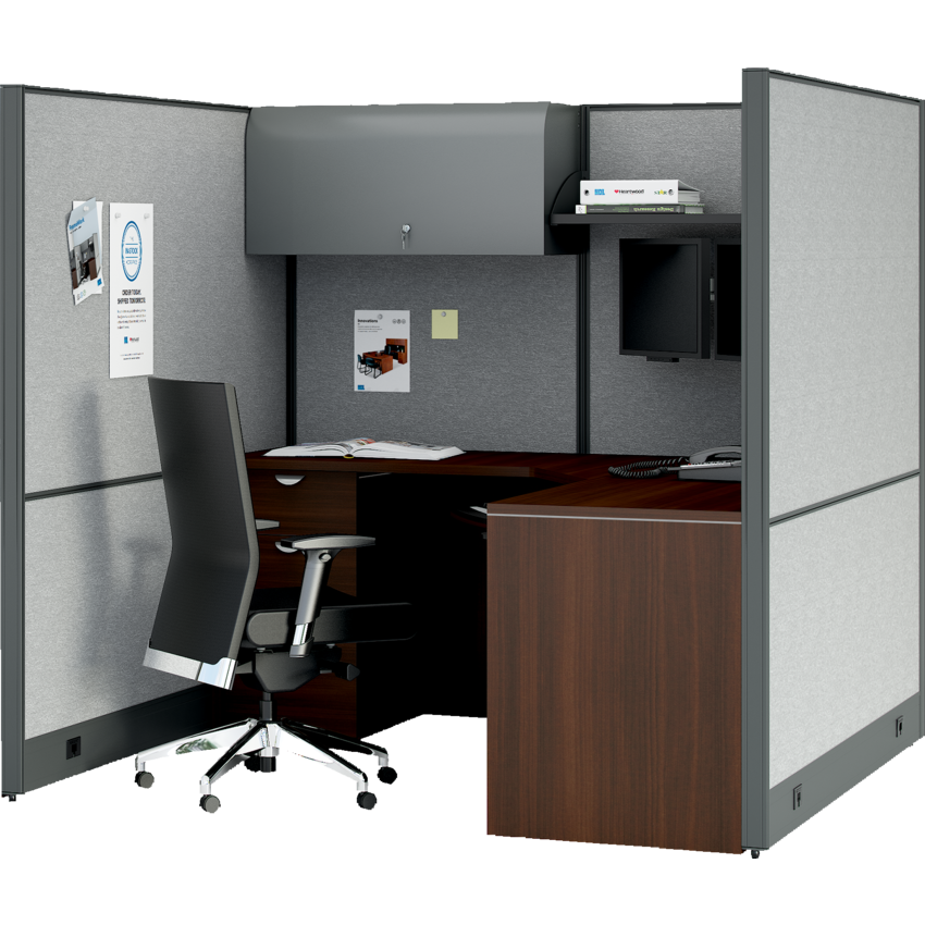 Heartwood FrameWorks Wall Panel System Productivity Workstation 70-13/16"W x 70-13/16"D x 66"H Charcoal/Grey