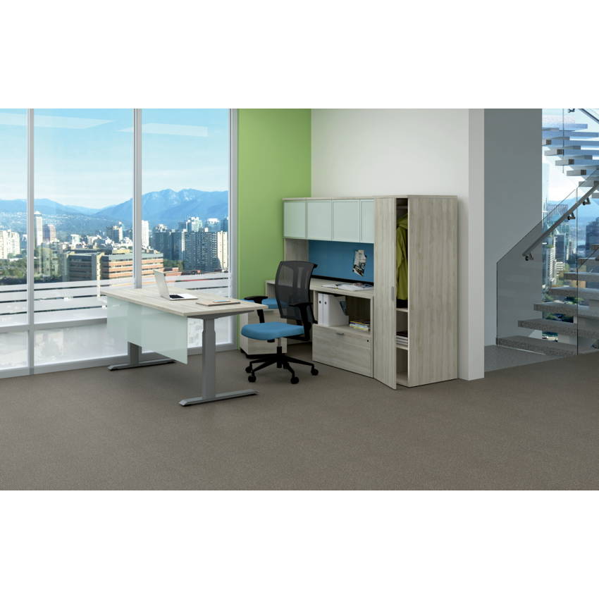 Heartwood Innovations Height Adjustable Private Office Suite with Wardrobe Winter Wood