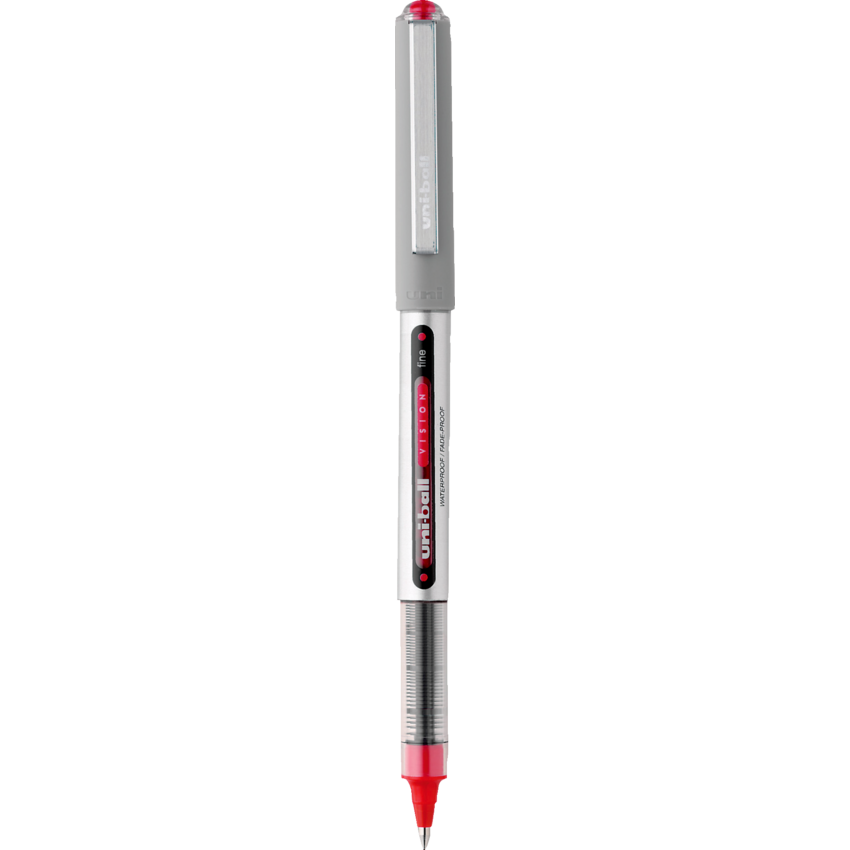 uni-ball® Vision™ Roller Pen 0.7 mm Red with Metallic Grey Barrel 12/box