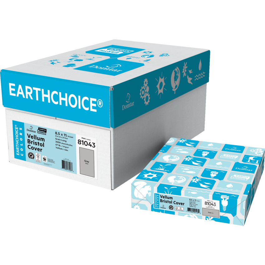 Domtar EarthChoice® Colors Vellum Bristol Cover Stock 67 lb Letter Gray 250/pkg