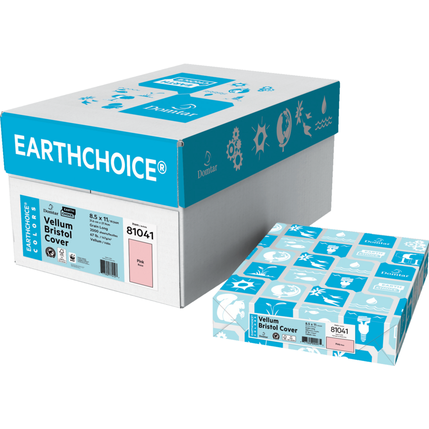 Domtar EarthChoice® Colors Vellum Bristol Cover Stock 67 lb Letter Pink 250/pkg