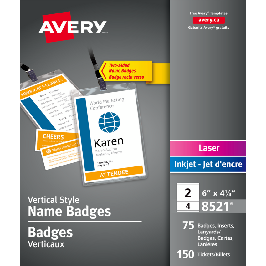 Avery® Premium Name Badges 4-1/4" x 6" White 75/box