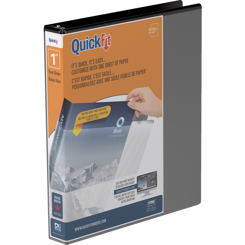 Davis Group QuickFit® View Round Ring Binder 1" Black