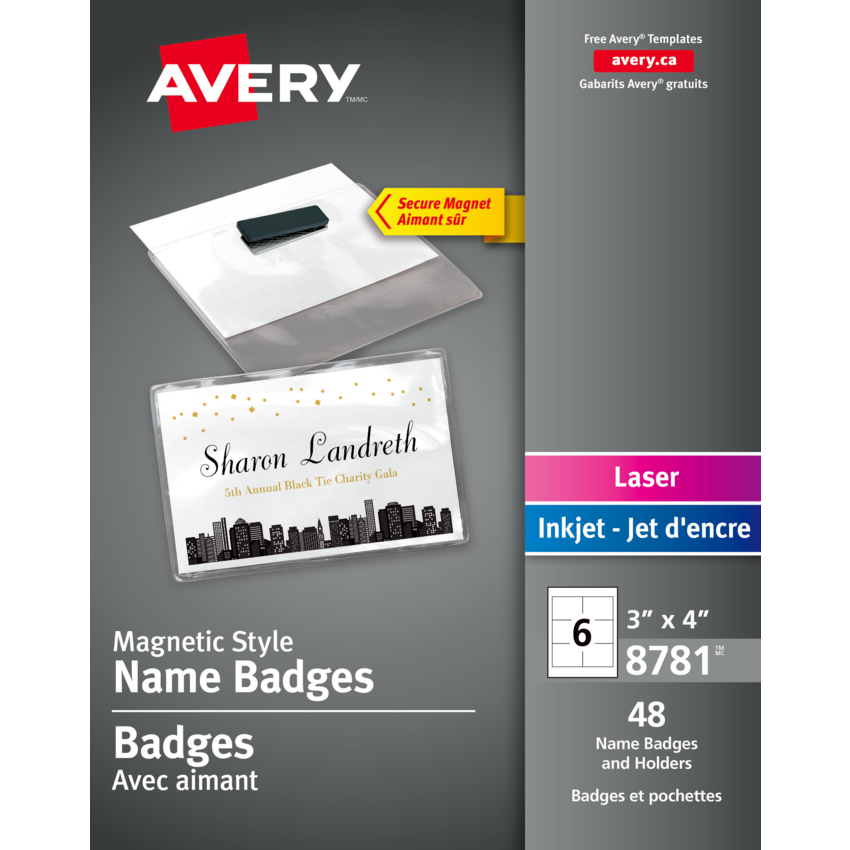 Avery® Name Badge Kits Magnetic Style 3" x 4" 48/pkg